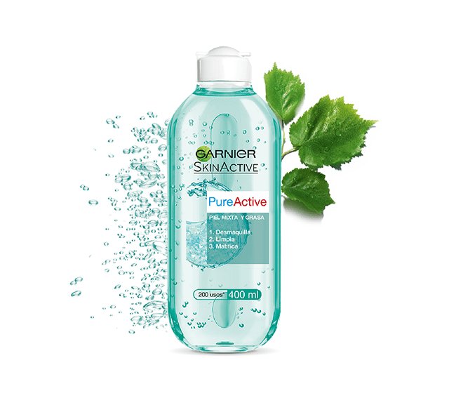 Agua micelar Garnier para piel grasa o mixta Pure Active